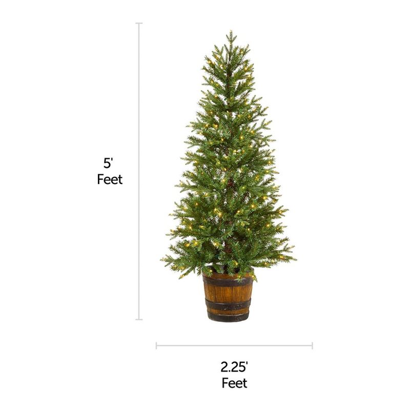 NOMA CTI1517110 5-Foot Arctic Spruce Artificial Pre-Lit Small Holiday Christmas Tree with 200 Warm White Micro Bite LED Lights, and Potted Tree Stand