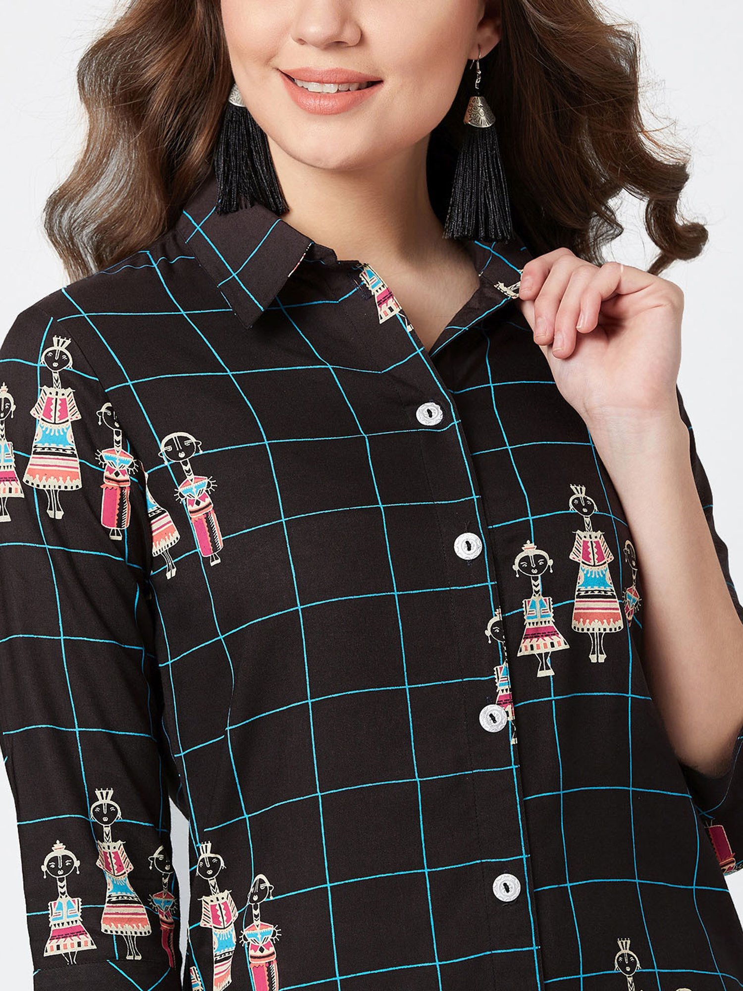 PANIT Black Printed Straight Kurta