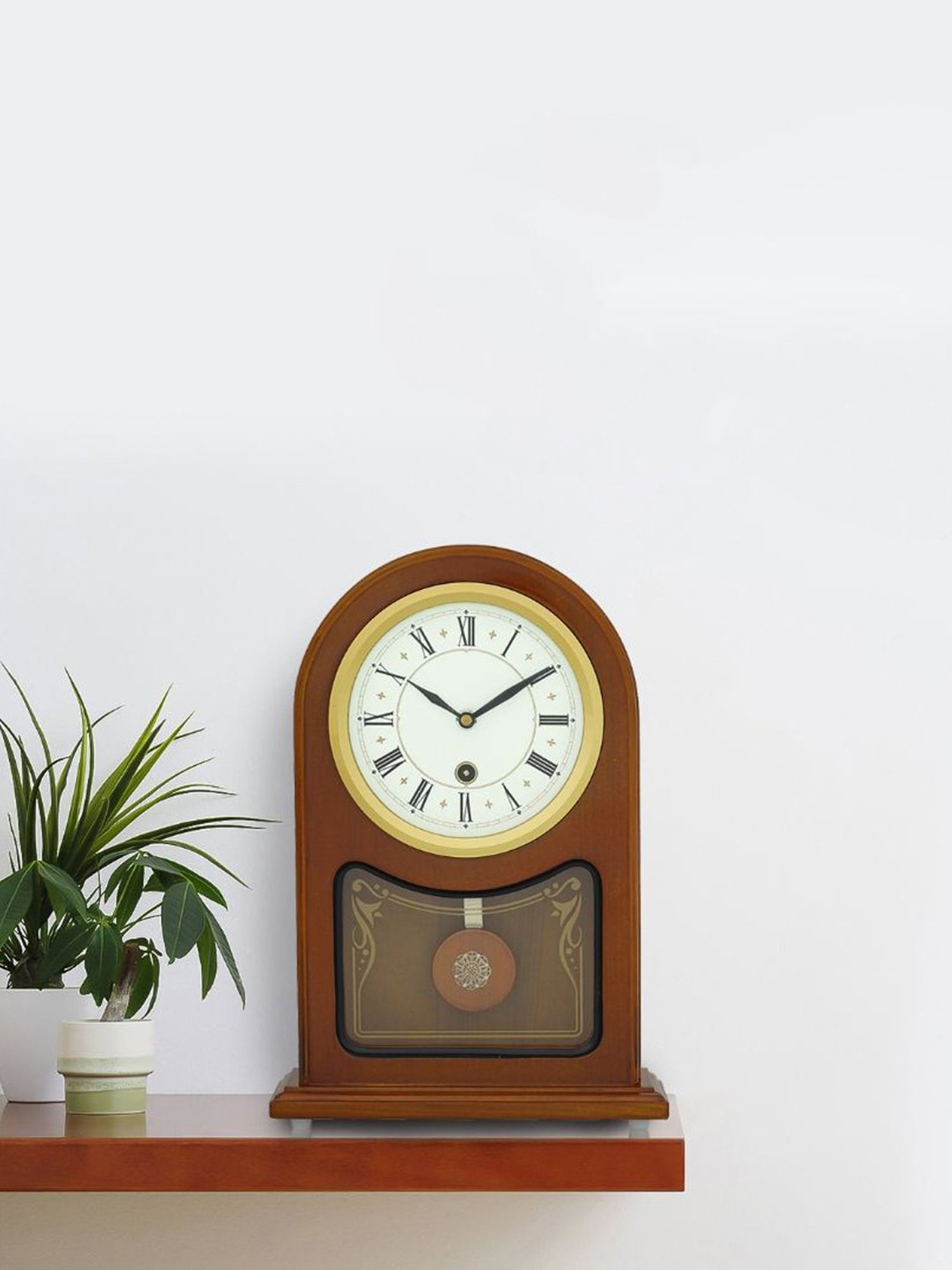 CHRONIKLE Vertical Dark Brown Wood Table or Desk Clock