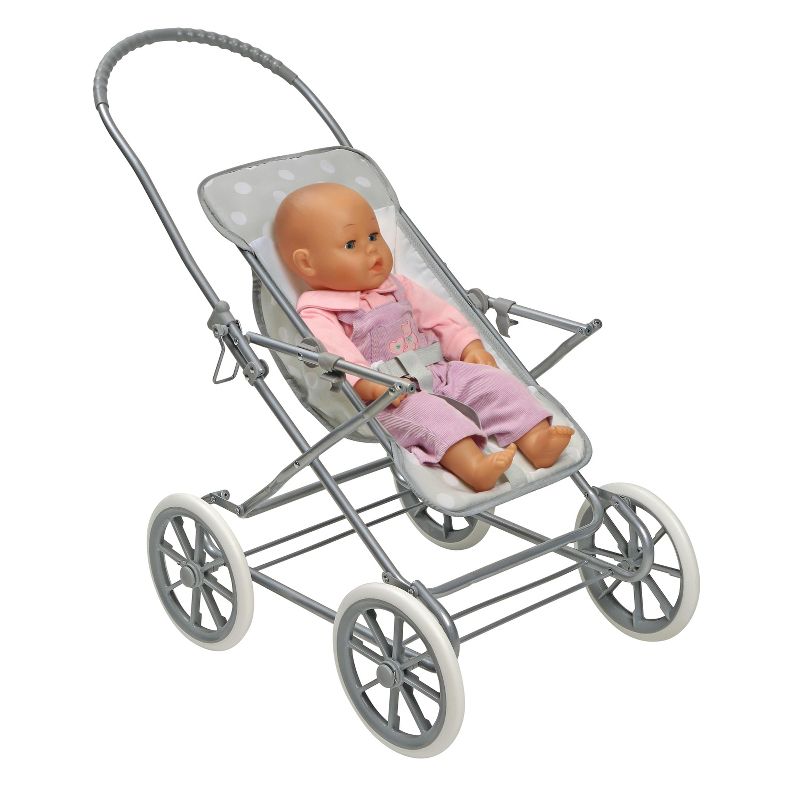 Badger Basket Just Like Mommy 3-in-1 Doll Pram/Carrier/Stroller - Gray/Polka Dots