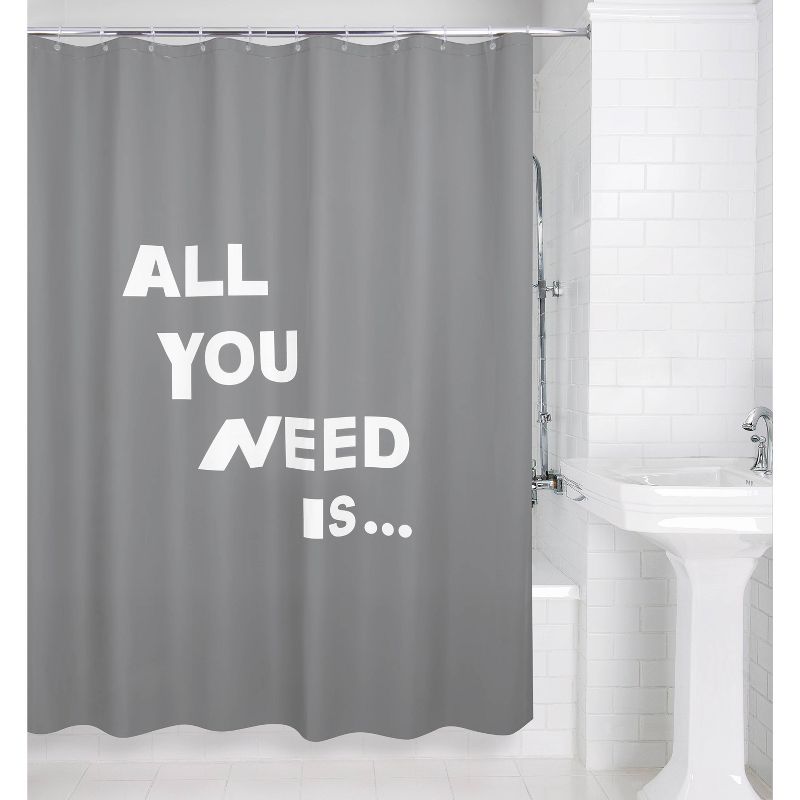 Glow in the Dark Love Peva Shower Curtain Dark Gray - Allure Home Creations