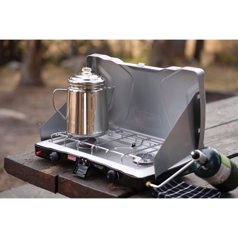 nCamp Portable Stainless Steel Outdoor Camping Stove and Gas Adapter Hose Bundle with Portable Stainless Steel Outdoor Camping Espresso Coffee Maker