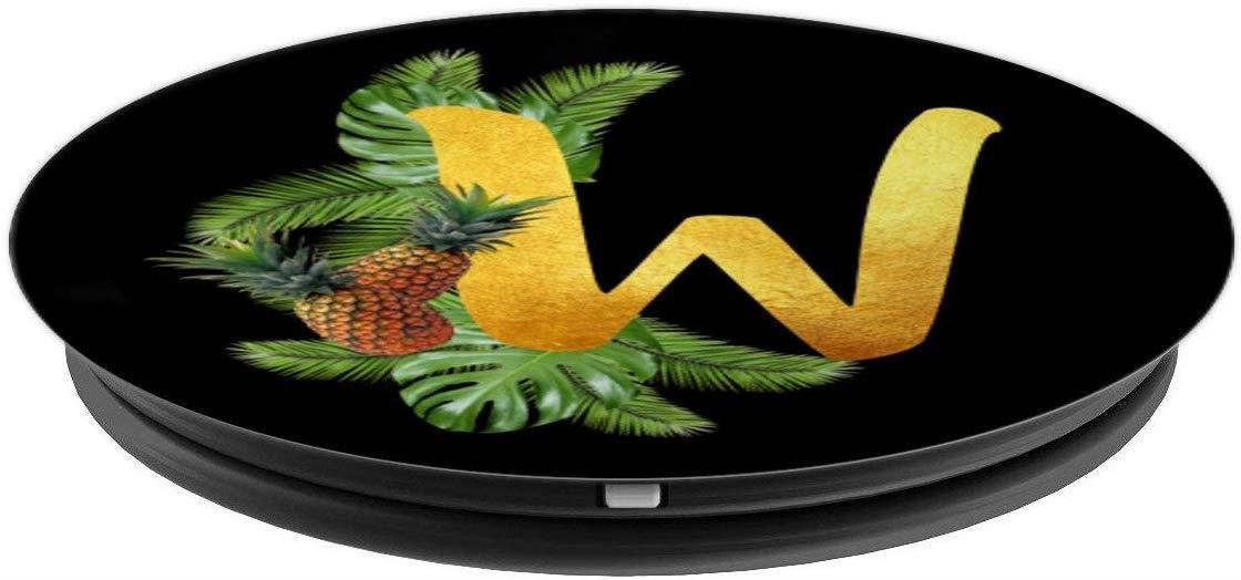 Tropical Pineappple Letter Initial Name Letter W PopSockets Grip and Stand for Phones and Tablets