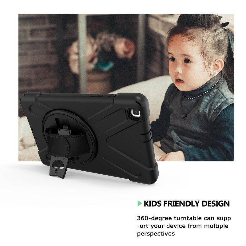 Galaxy Tab A 8.0 T290 Case, Heavy Duty Rugged Shield Case, Shockproof Drop Protection Kickstand Handstrap Shoulderstrap For Samsung Galaxy Tab A 8.0 2019 SM-T290 [Black]