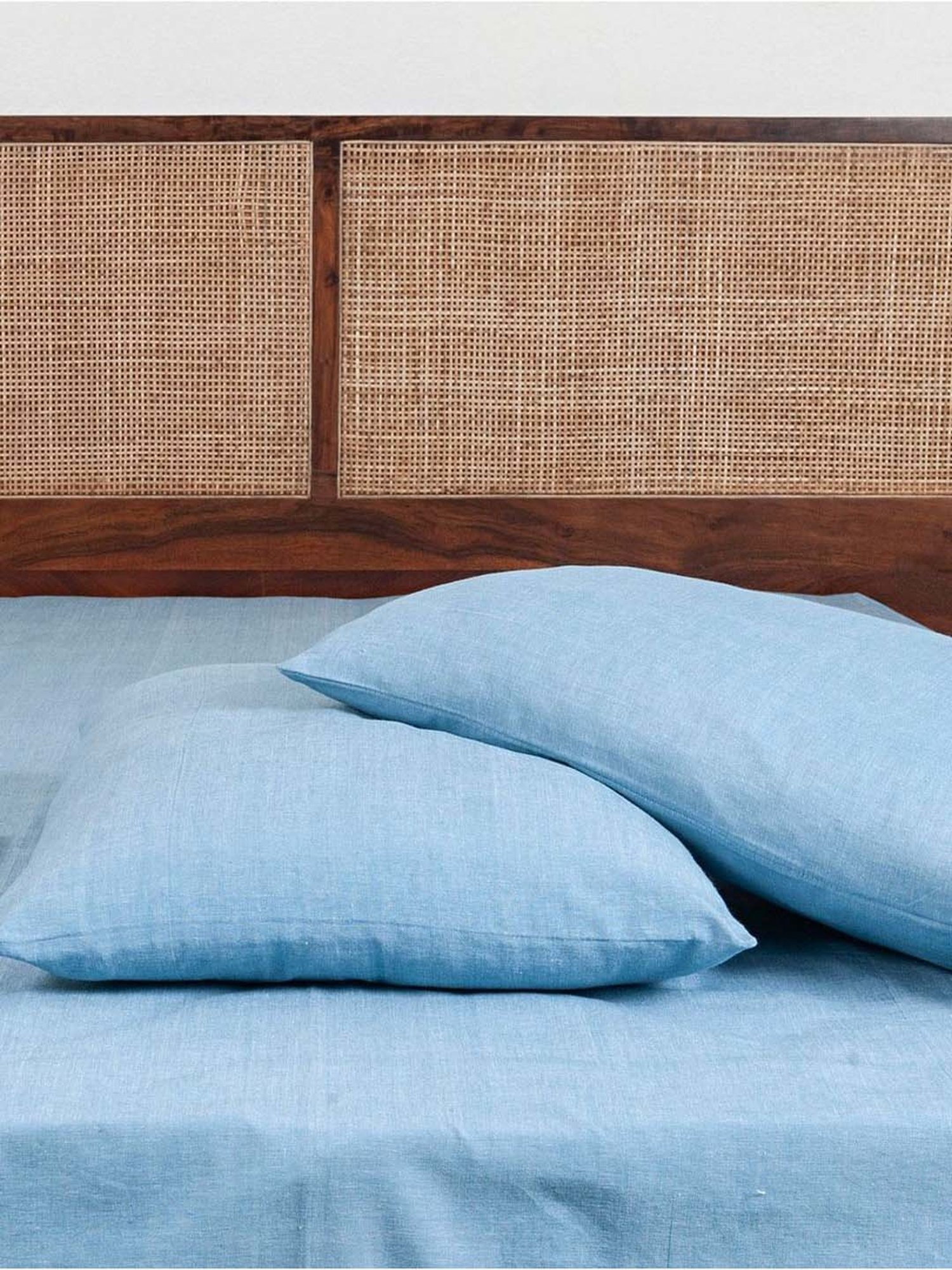 Fabindia Blue Cotton 92 TC Single Bed Sheet With Pillow Cover