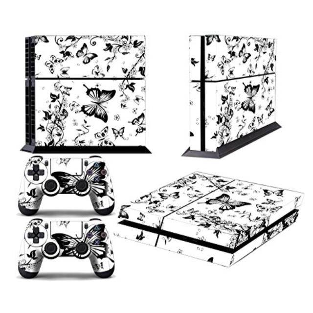 Sony PS4 PlayStation 4 Console Skin plus 2 Controller Skins -  White Blossoms & Butterflies