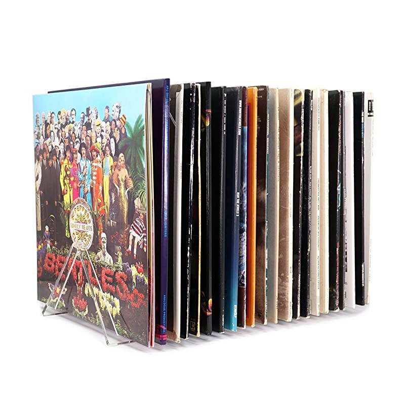 Vyramid Vinyl Record Storage Record Holder for Albums - Vinyl Organizer Record Album Storage Fits 7" 10" 12" Discs 78 RPM - Acrylic Vinyl Storage Rack Holds 12LPs - One Pack
