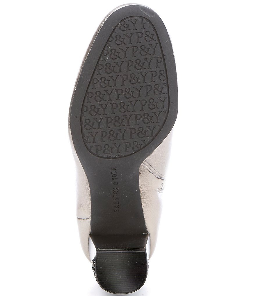 Preston & York Olina Metallic Leather Chain Heel Detail Chelsea Booties