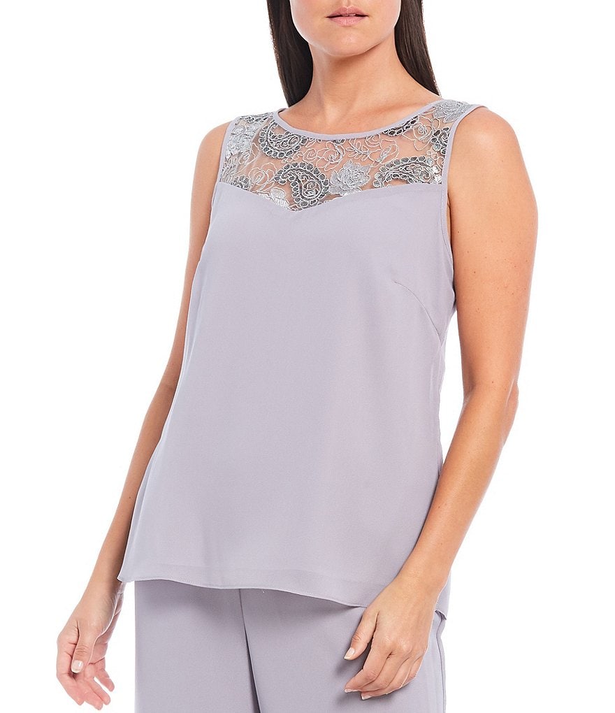 Le Bos Embroidered Chiffon 3-Piece Pant Set