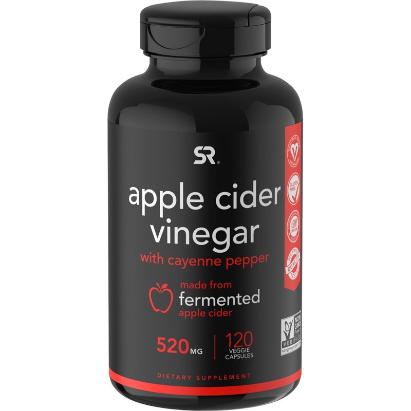 Sports Research Apple Cider Vinegar with Cayenne Pepper, 520 mg, 120 Veggie Capsules, Greens and Superfood Supplements