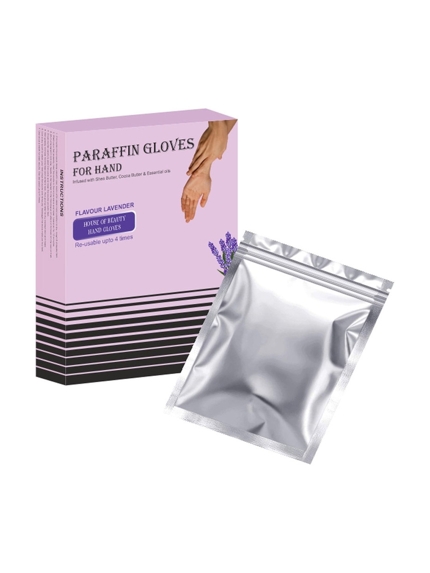 House of Beauty Lavender Paraffin Hand Gloves - 1 Pair - 4 Times Reusable - 225 gm