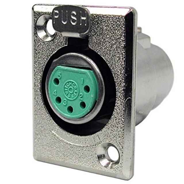 switchcraft d5f 5pin female xlr panel mount plug, nickel finish