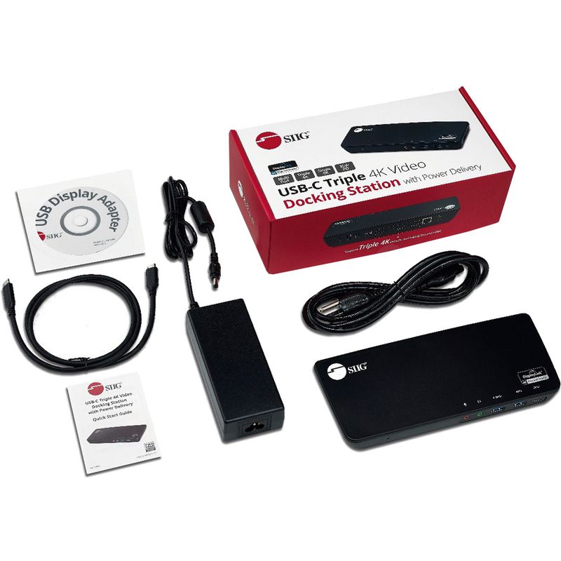 SIIG USB-C Triple 4K Video Docking Station with Power Delivery - for Notebook/Desktop PC - 85 W - USB Type C - 6 x USB Ports - 2 x USB 2.0