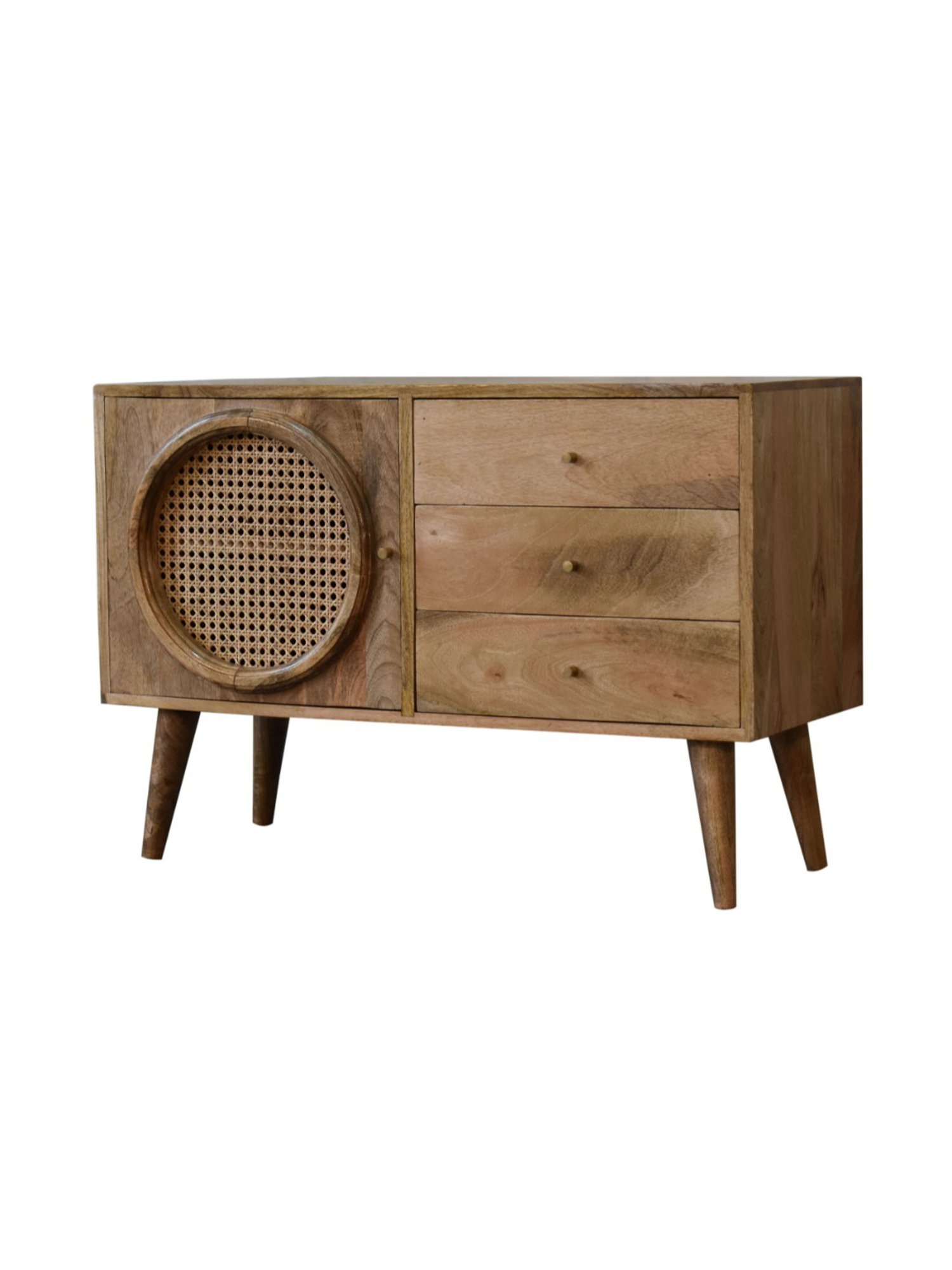 Fabindia Brown Sheesham Wood Textured Cabinet