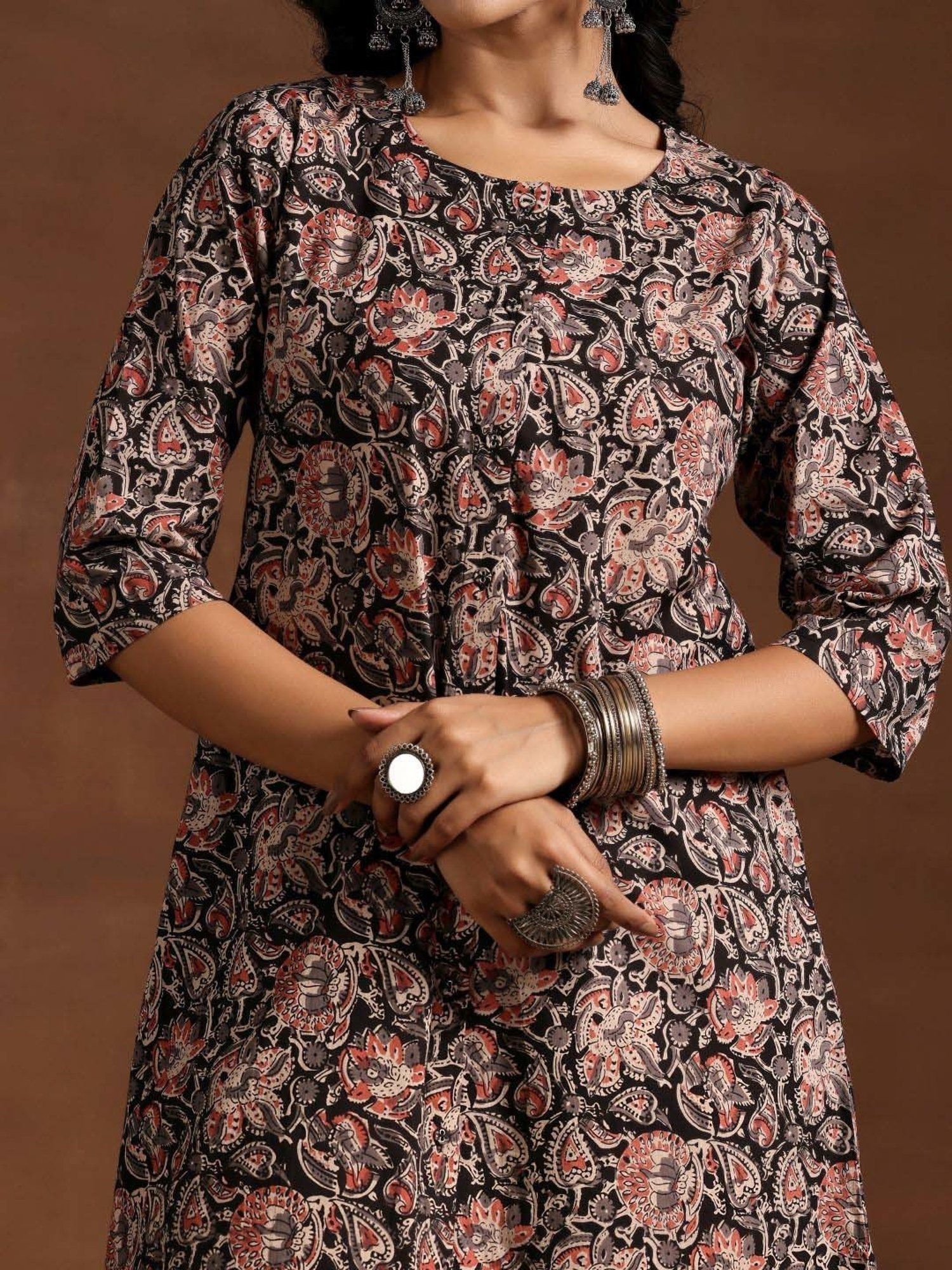 Libas Black Cotton Printed Kurta Pant Set