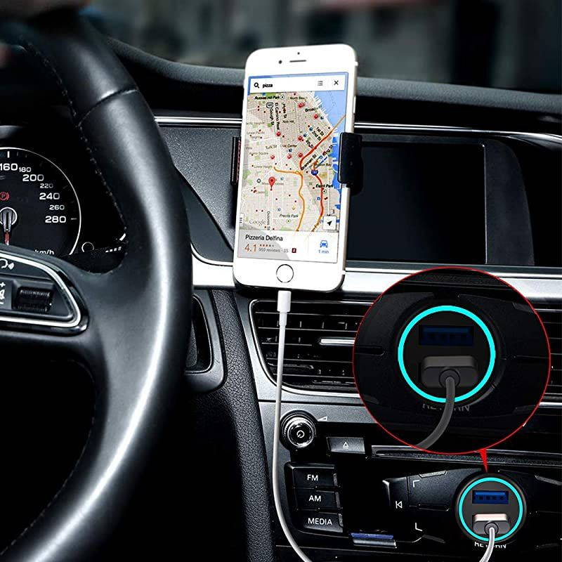 Fast Car Charger, 36W Dual Fast USB Car Charger Adapter Compatible with iPhone 11/Xs/Xs max/Xr/X/8/7/6/5,iPad Pro/Air/Mini/,Samsung Galaxy S10/S9/S9+/S8/S7,Note 9/Note8,LG,Pixel and More,Black