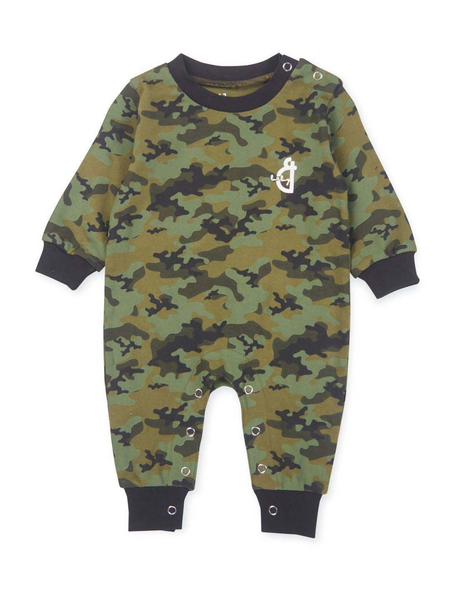 GJ baby Green Cotton Camouflage Full Sleeves Romper