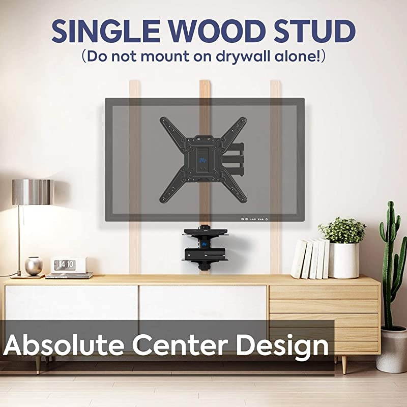 Full Motion TV Wall Mounts TV Bracket for Most, LED,LCD,OLED Flat Screen TV, TV Mount with Perfect Center Design, Full Motion TV Mount with Swivel Articulating Arm (TV Mount with Shelf)