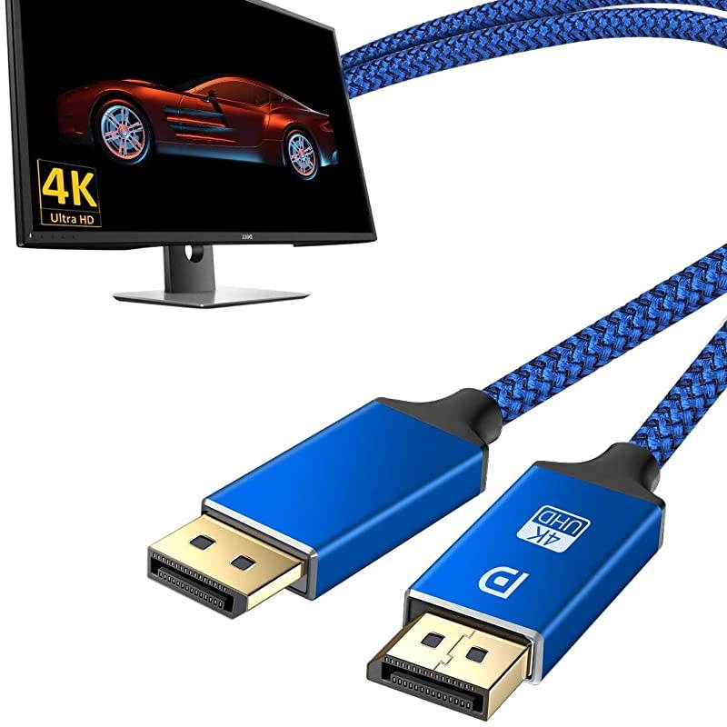 DisplayPort Cable 4K DP Cable Nylon Braided 4K60Hz2K144Hz Display Port Cable Ultra High Speed DisplayPort to DisplayPort Cable 66ft for Laptop PC TV etc Gaming Monitor CableBlue