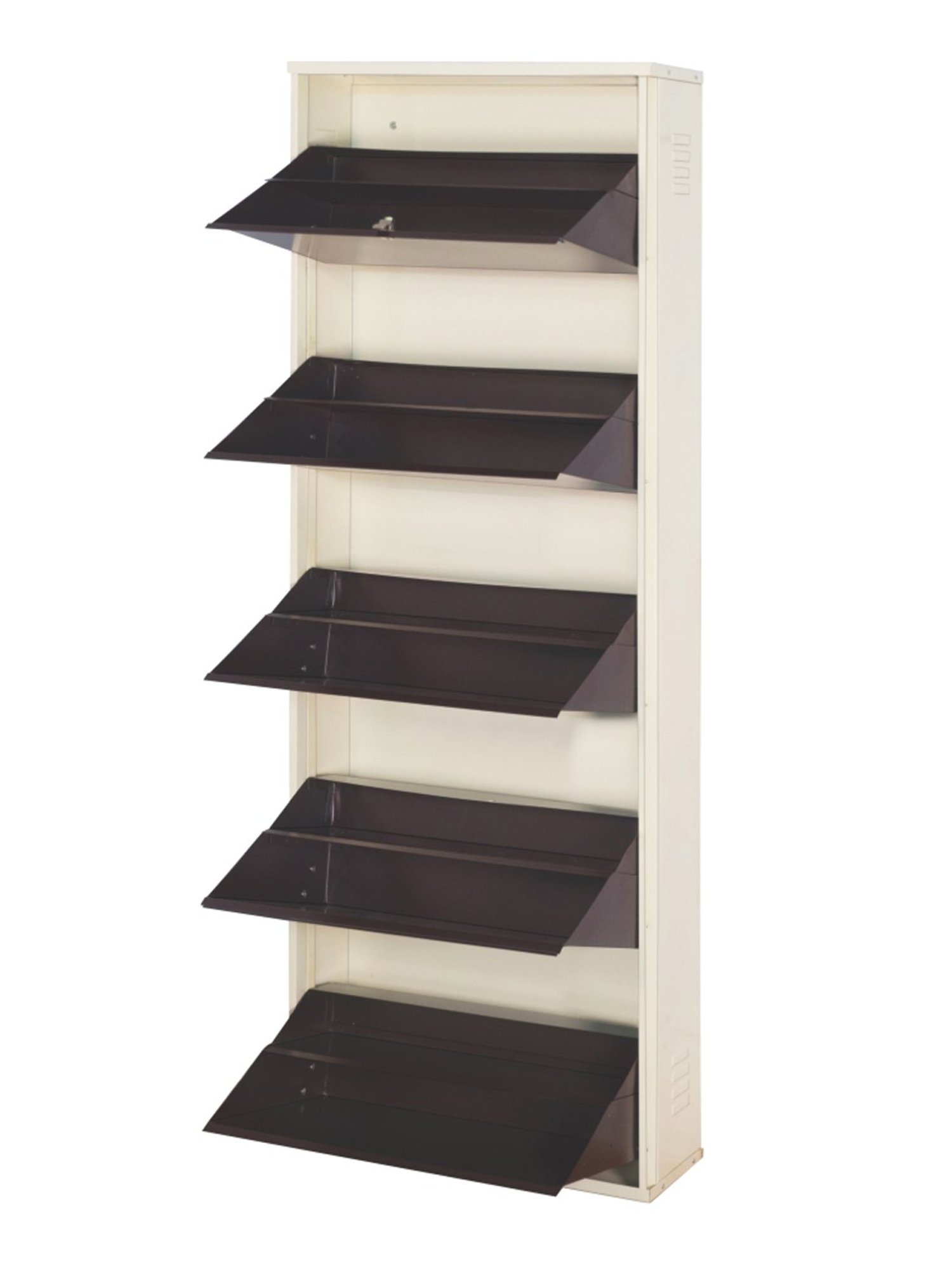 Delite Kom Metal Shoe Rack - 24" 10 Shelf, Double Decker, Ivory Coffee, PowderCoat, Wall Mount, DIY