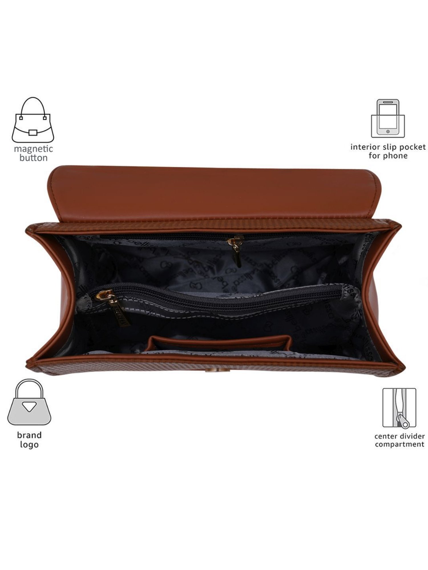 Bellissa Tan Textured Medium Stylish Box Sling Handbag