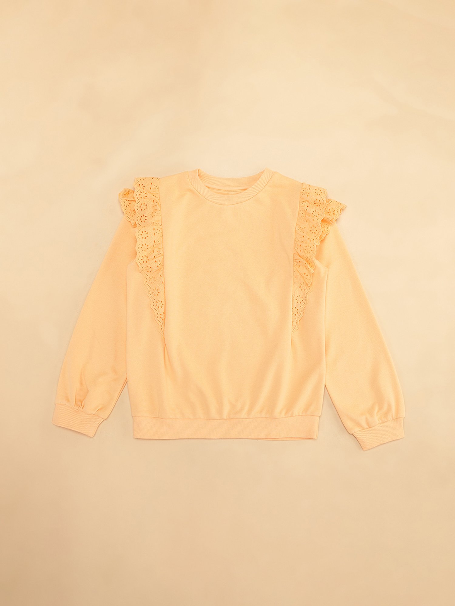 YU by Pantaloons Kids Peach Solid Full Sleeves Sweatshirt