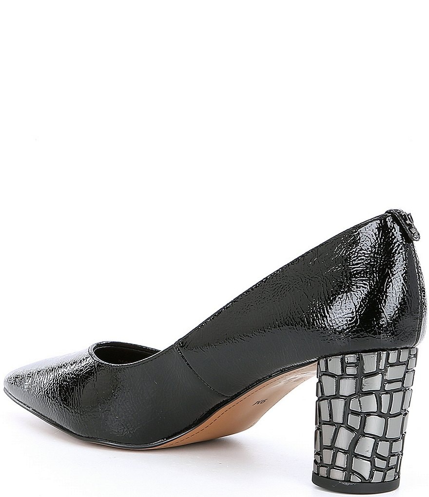 J. Renee Vaneeta Patent & Croc Embossed Metal Heel Pumps