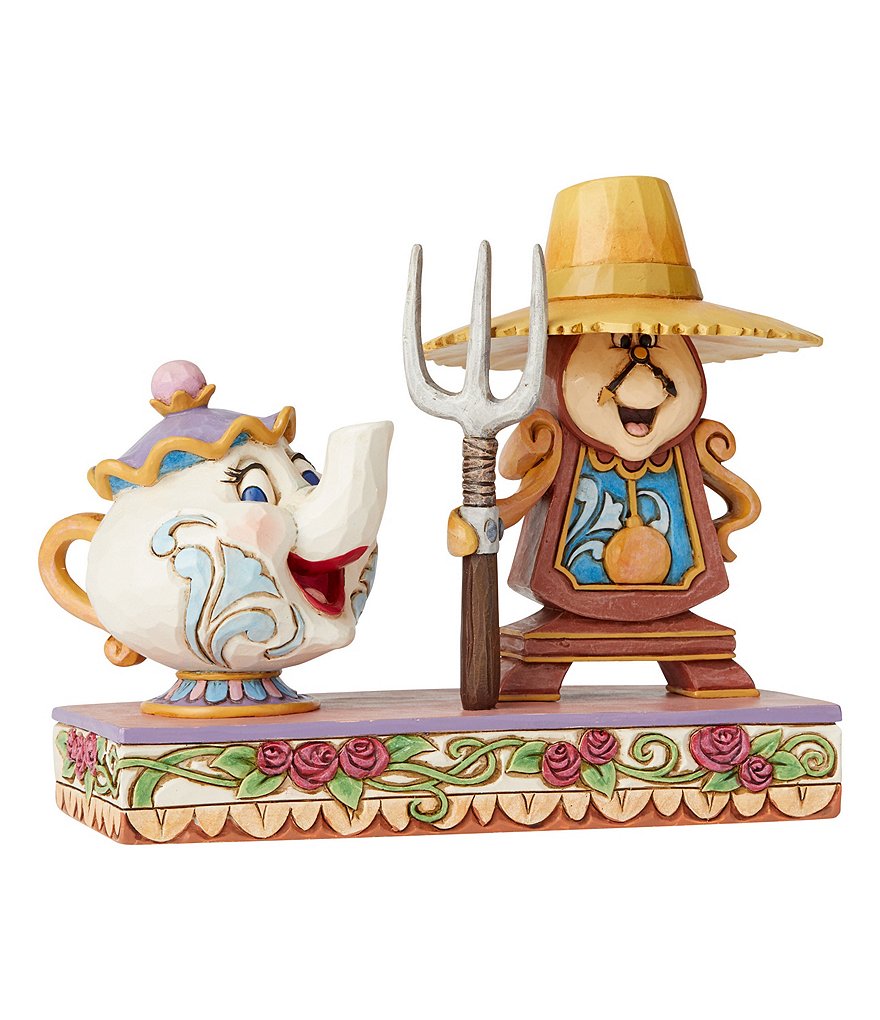 Disney Traditions Jim Shore Cogsworth and Mrs. Poots #double;Workin' Round the Clock#double; Figurine