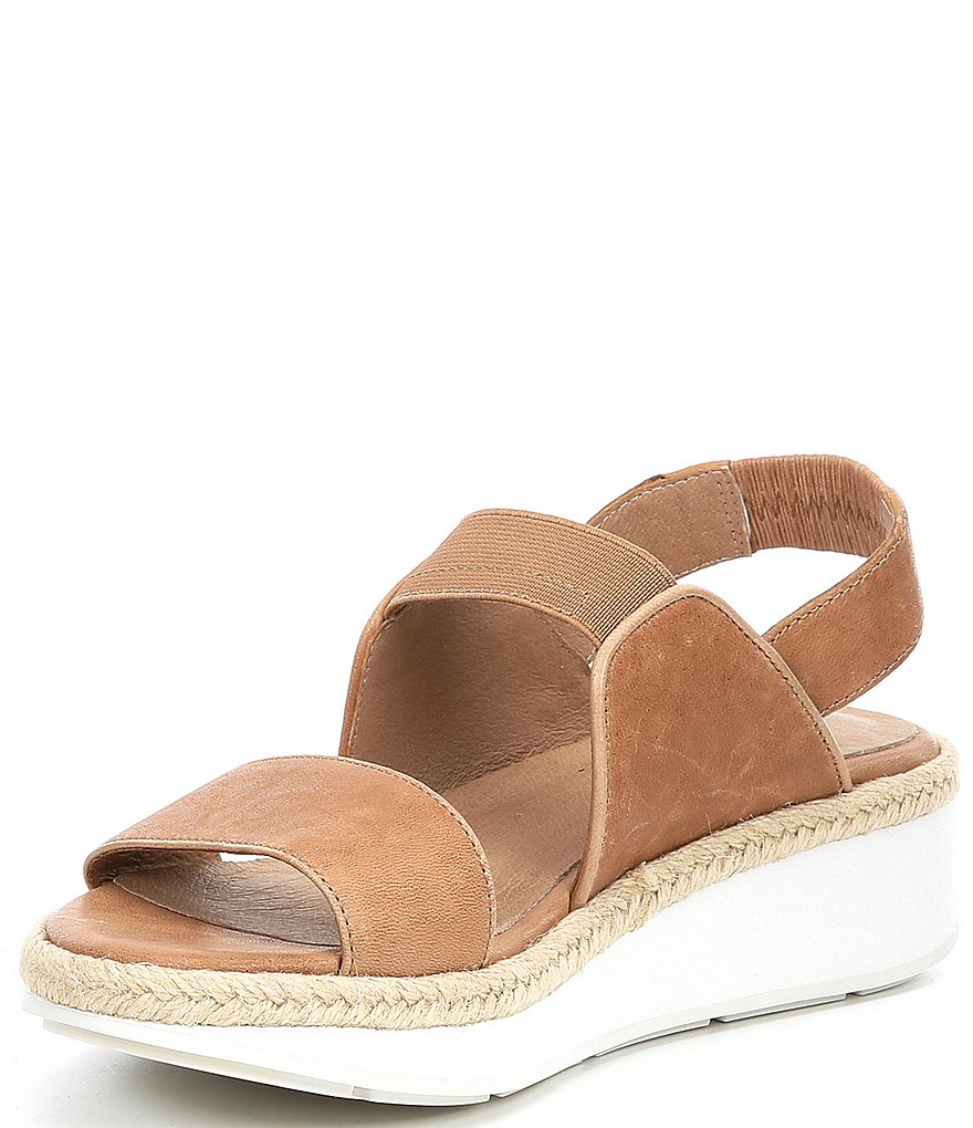 Eileen Fisher Dash Leather Elastic Platform Wedge Sandals
