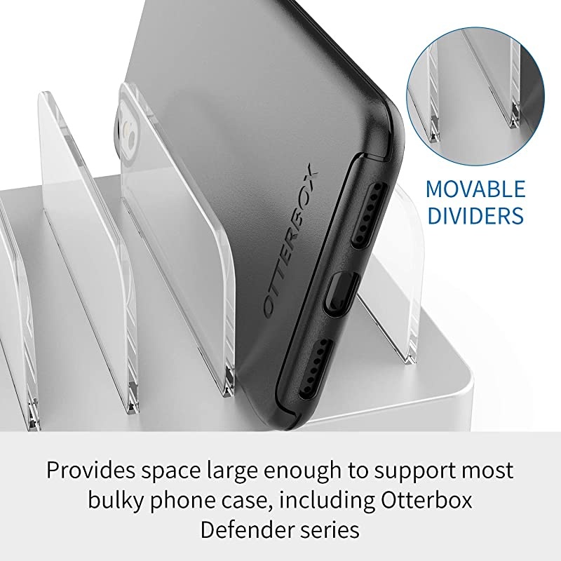 Fastest Charging Station with Quick Charge 3.0,  6 Ports Charging Dock Station Organizer for Multiple Devices, iWatch Stand, 6 Phone Charger Cables, for Smartphone, Tablet, Kindle [UL Listed]