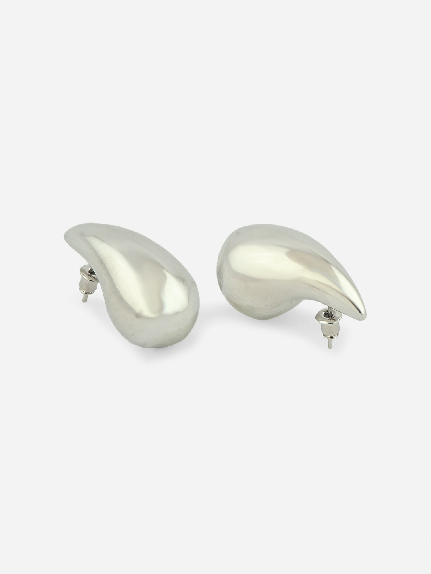 Toniq Silver Molten Shape Stud Earrings