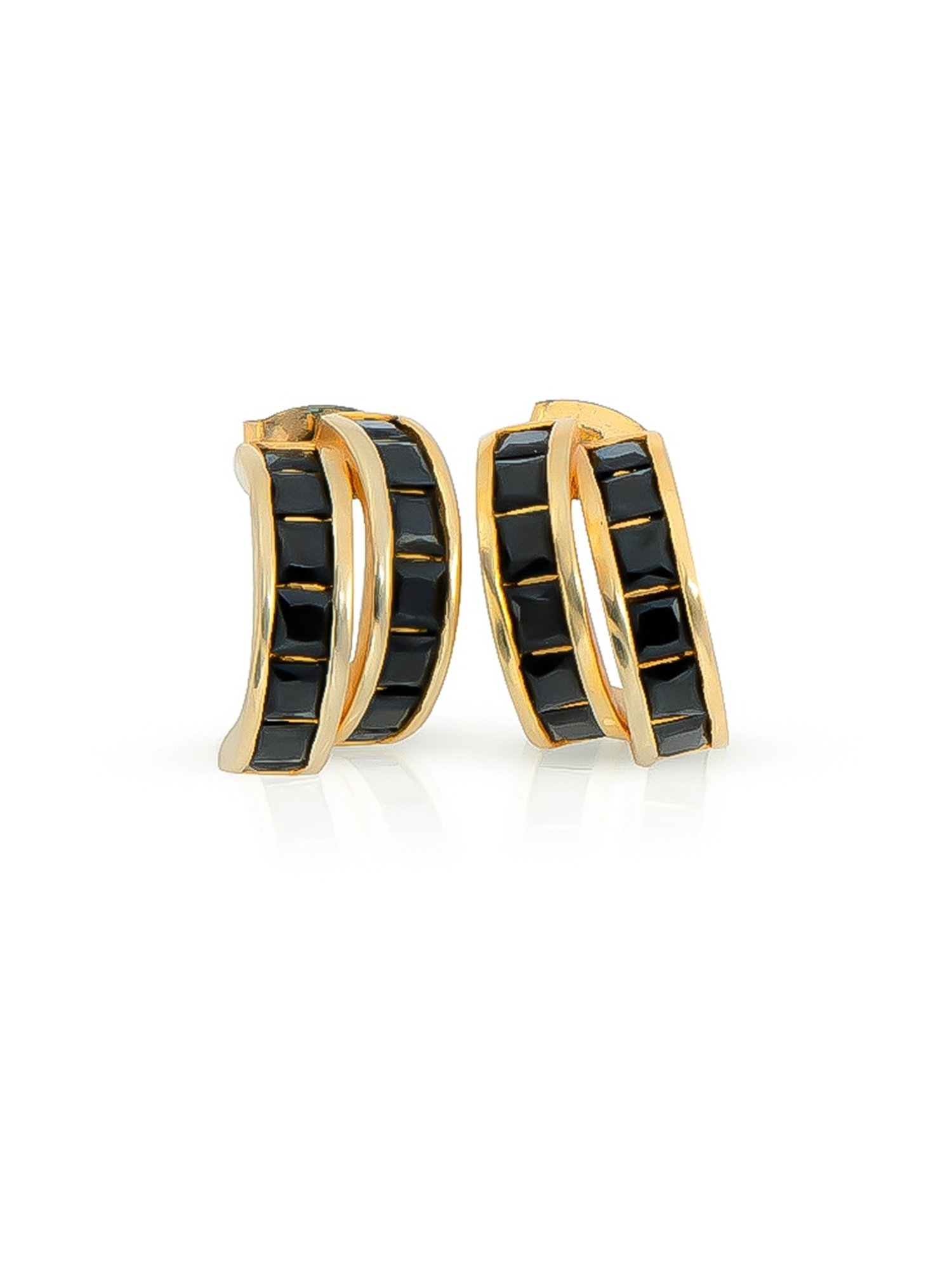 Perfectly Average Black Baguette Studs for Women & Girls