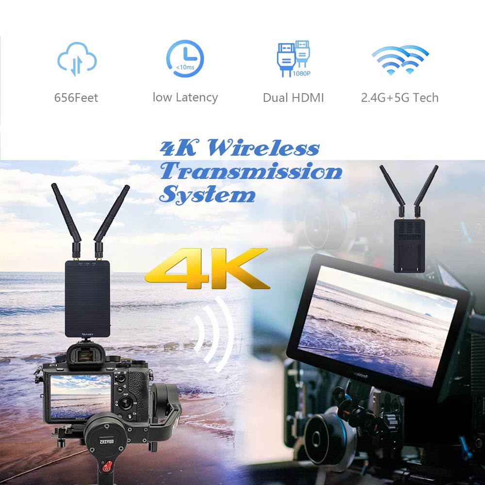 Wireless Hdmi Video Transmission System,  5G/2.4G Image Transmitter And Receiver Kit Support Hd 1080P 656 Feet For Vlog, Live Streaming, Multi-Camera Production