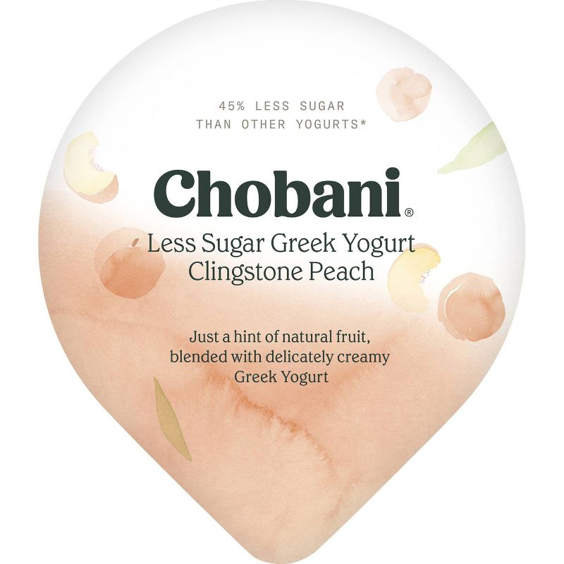 Chobani Less Sugar Clingstone Peach Greek Style Yogurt - 5.3oz