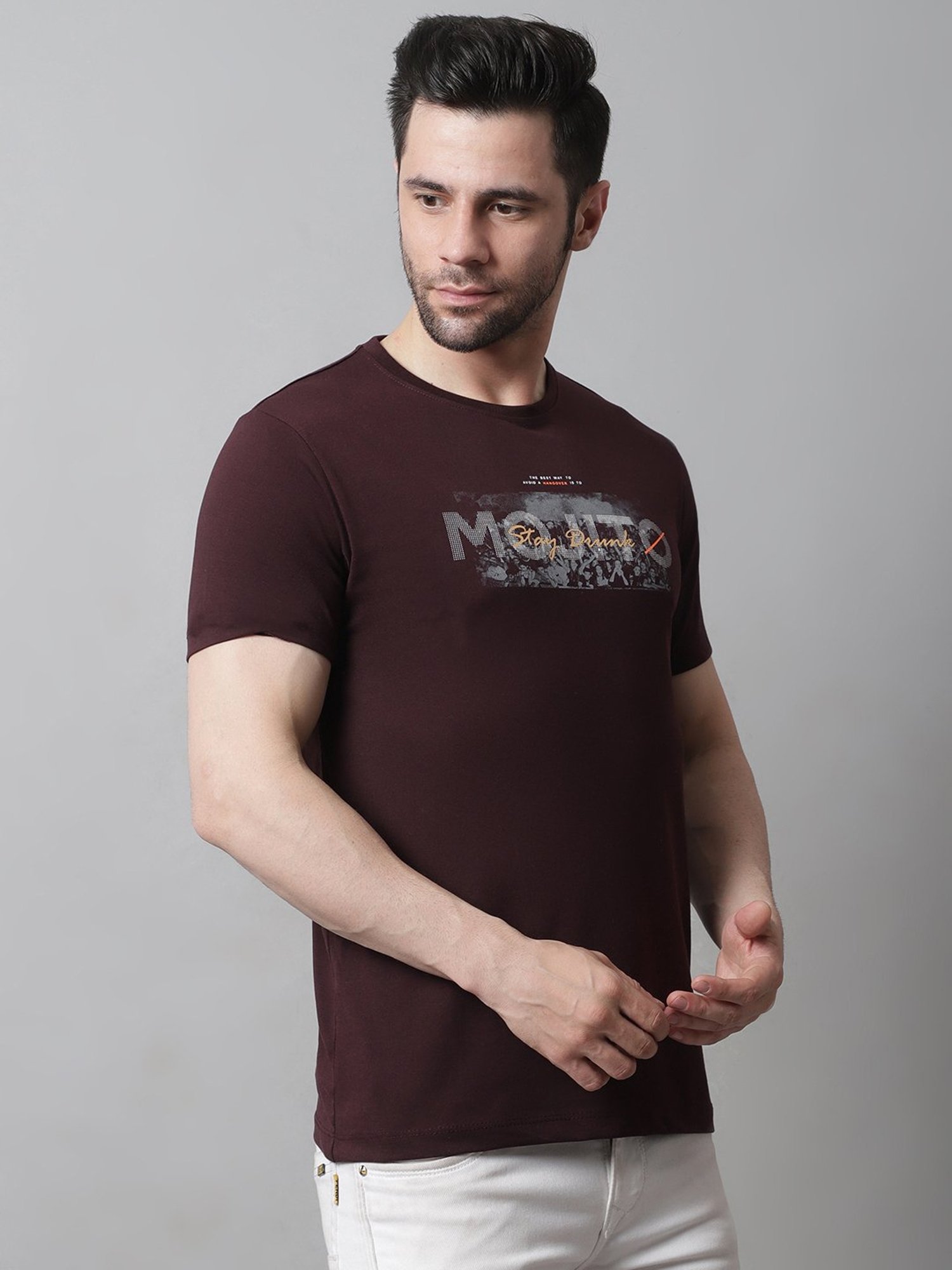 Venitian- Forbidden Clothing Wine Slim Fit Printed T-Shirt
