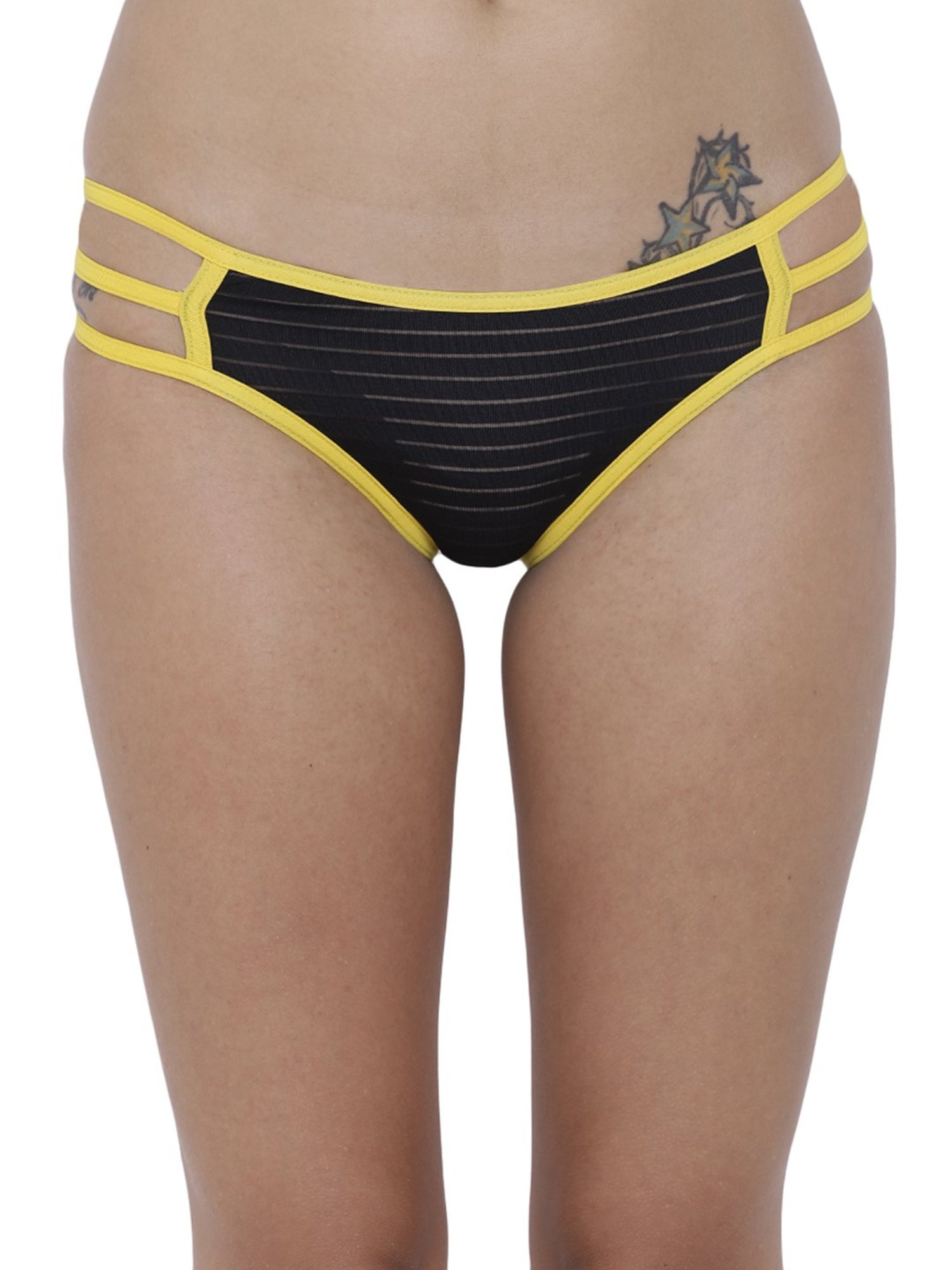 BASIICS by La Intimo Black Striped Bikini Panty