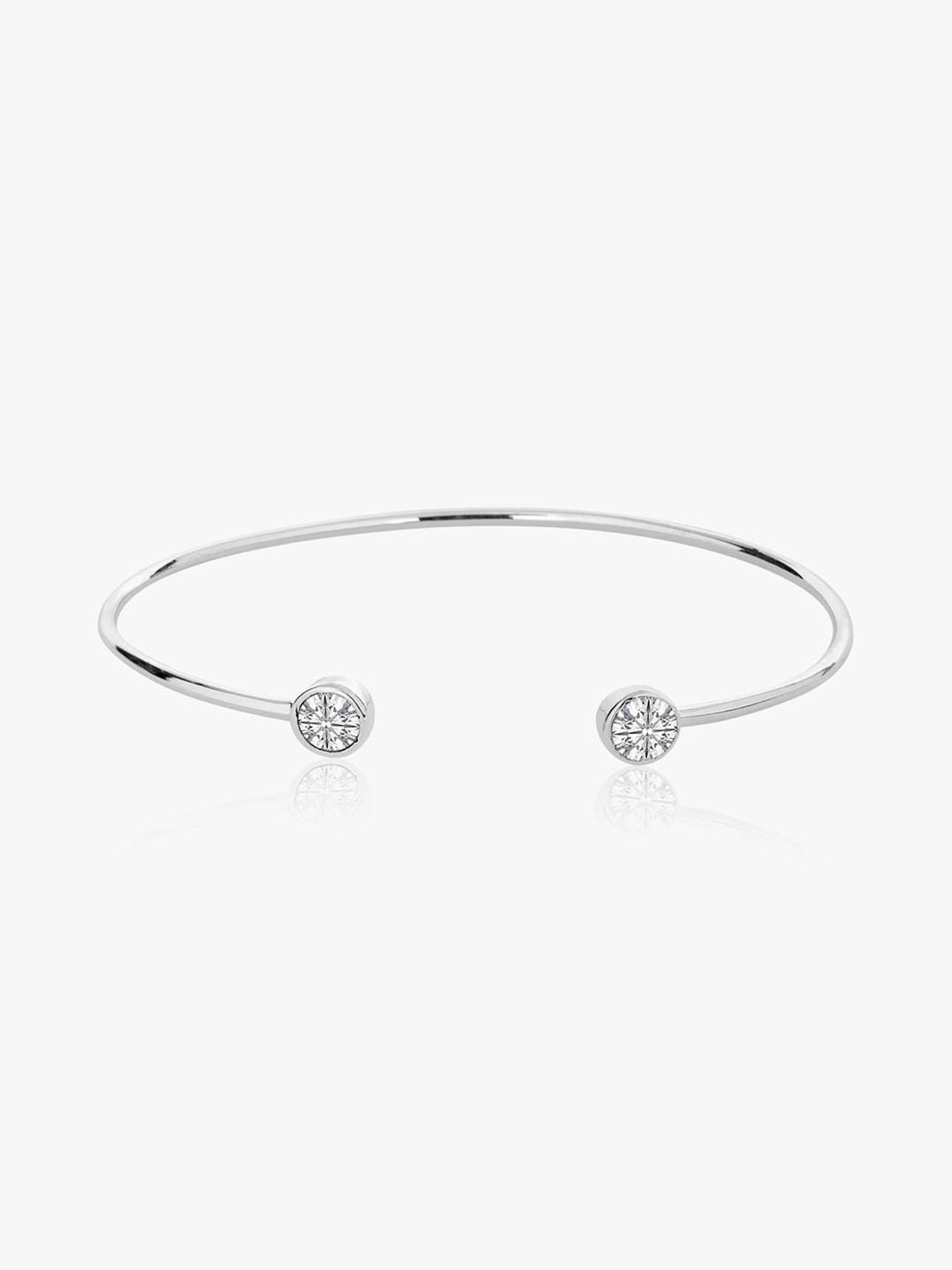 March by FableStreet 92.5 Sterling Silver Two Stone Cuff Bracelet for Women
