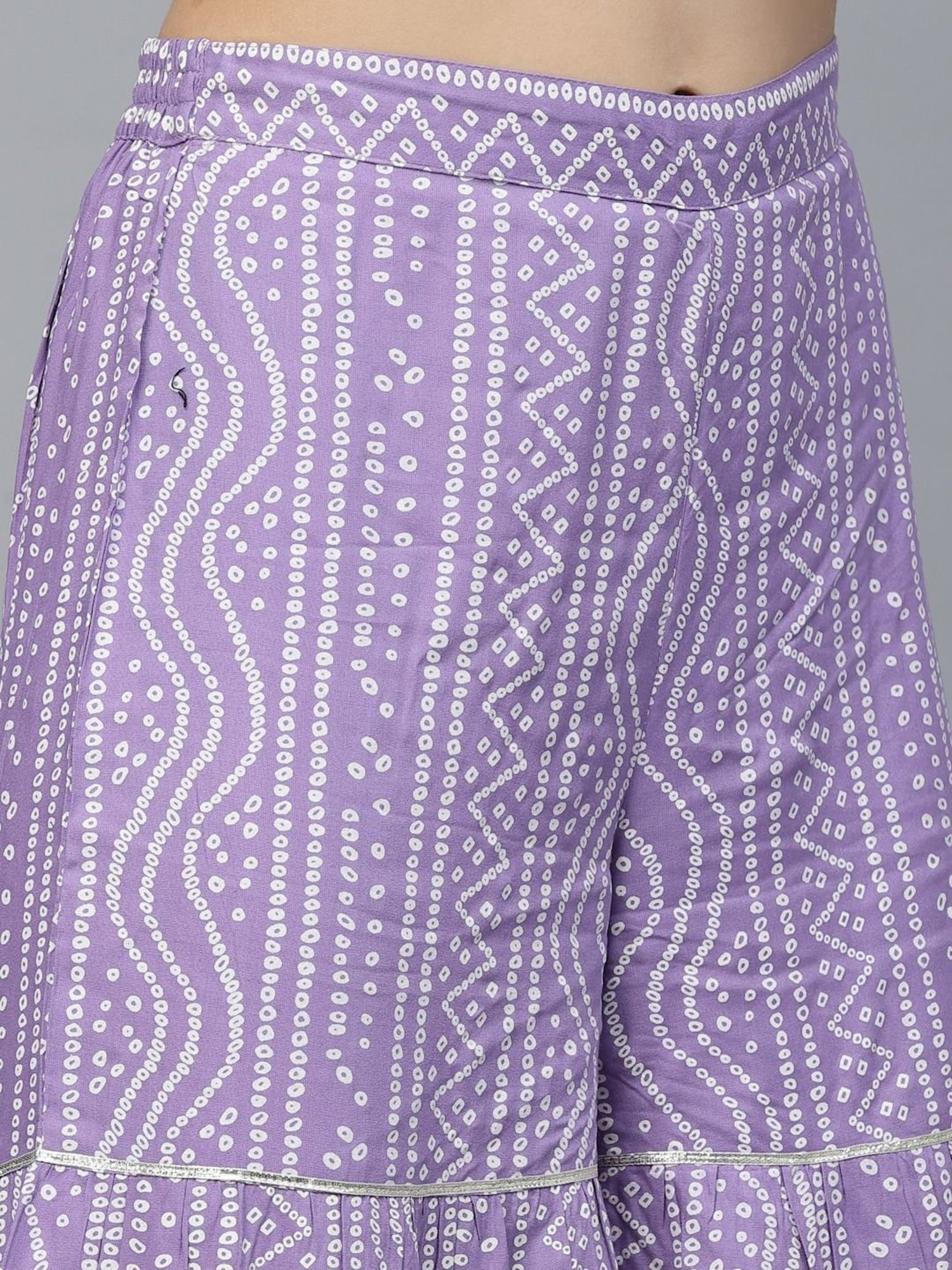 Stylum Purple Bandhani Print Kurti Sharara Set With Dupatta