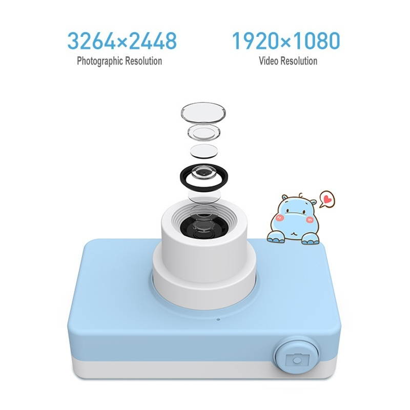 D9 8.0 Mega Pixel Lens Fashion Thin and Light Mini Digital Sport Camera with 2.0 inch Screen & Pig Shape Protective Case & 16G Memory for Children