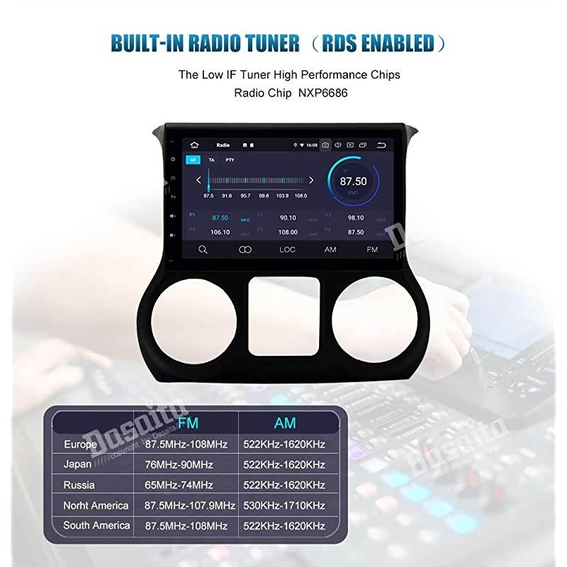 10.2 inch Large Screen Single Din Android 10.0 Car Stereo for Jeep Wrangler 2012 2013 2014 Radio with GPS Navigation 4G Ram 64G ROM Built in DSP Dash Kit Meomery Card