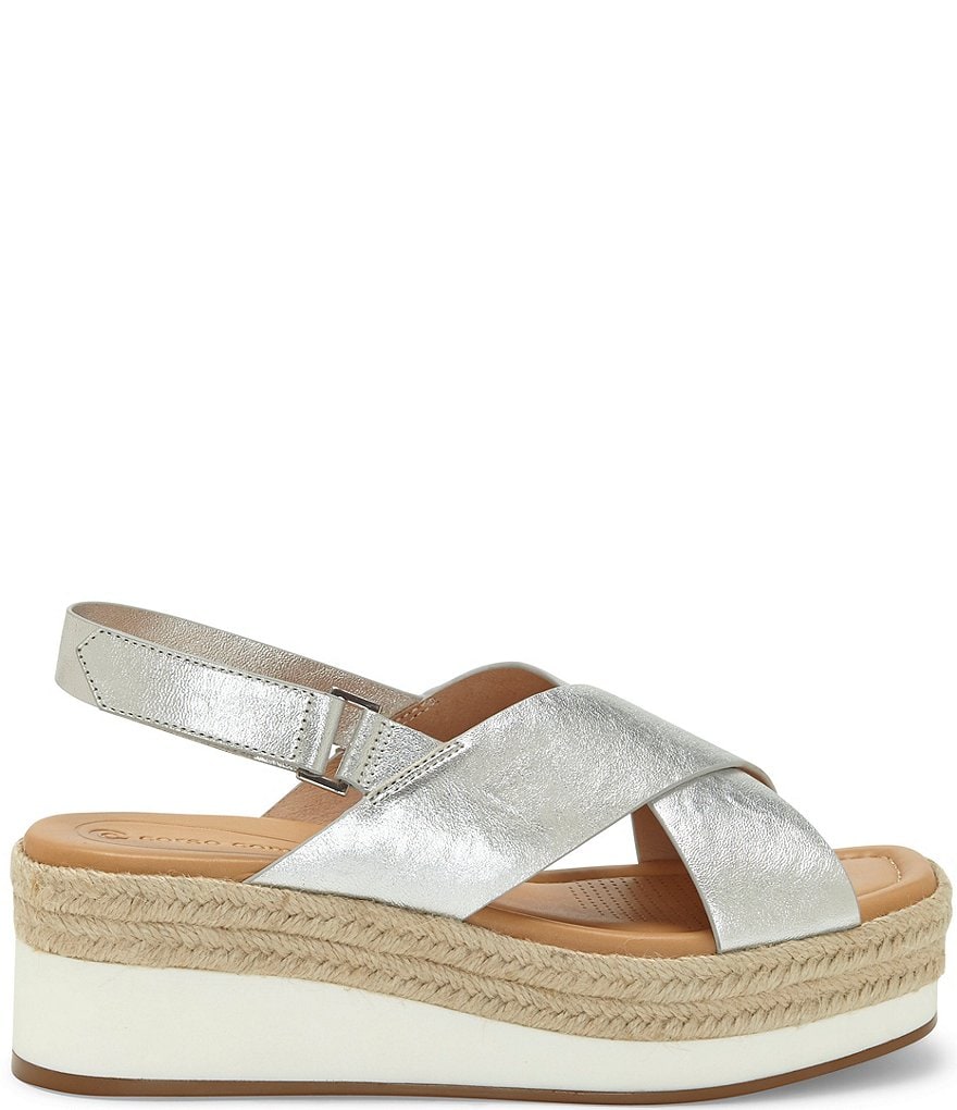CC Corso Como Penelopy Metallic Leather Flatform Espadrilles