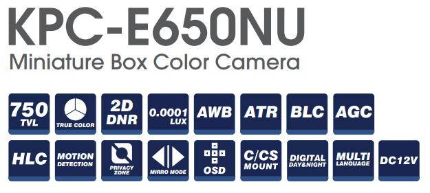 kT&C Mini CCTV High Resolution BOX Camera 750TVL 960H Digital Day & Night KPC-E650NU 0.08 LUX 12V DC