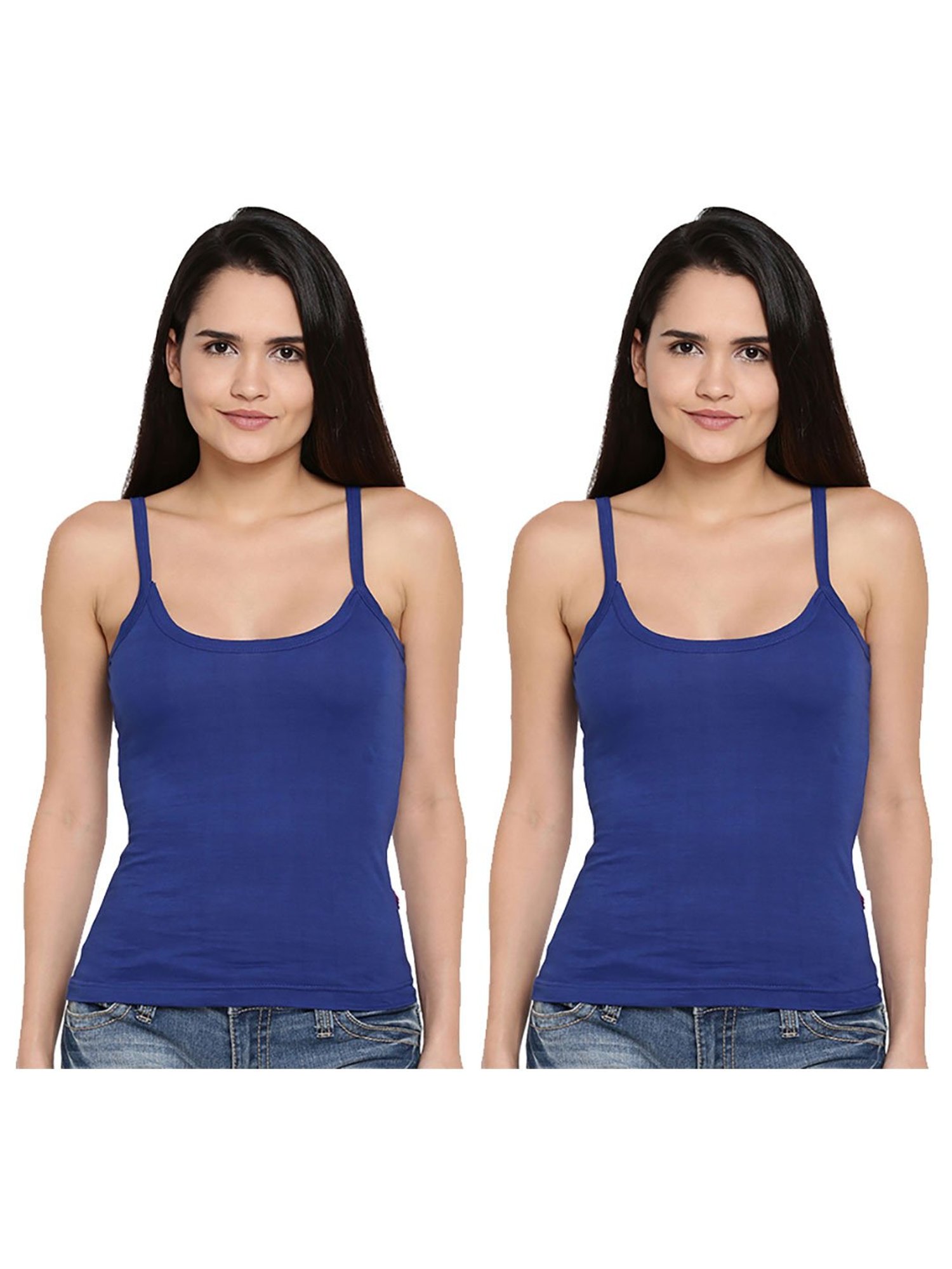 Dollar Missy Royal Blue Cotton Camisole (Pack of 2)