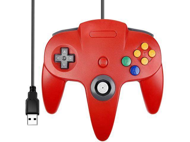 [USB Version] Classic N64 Controller,  N64 Wired USB PC Game pad Joystick, N64 Bit USB Wired Game Stick for Windows PC MAC Linux Genesis Raspberry Pi Retropie Emulator [Plug & Play] (Blue)
