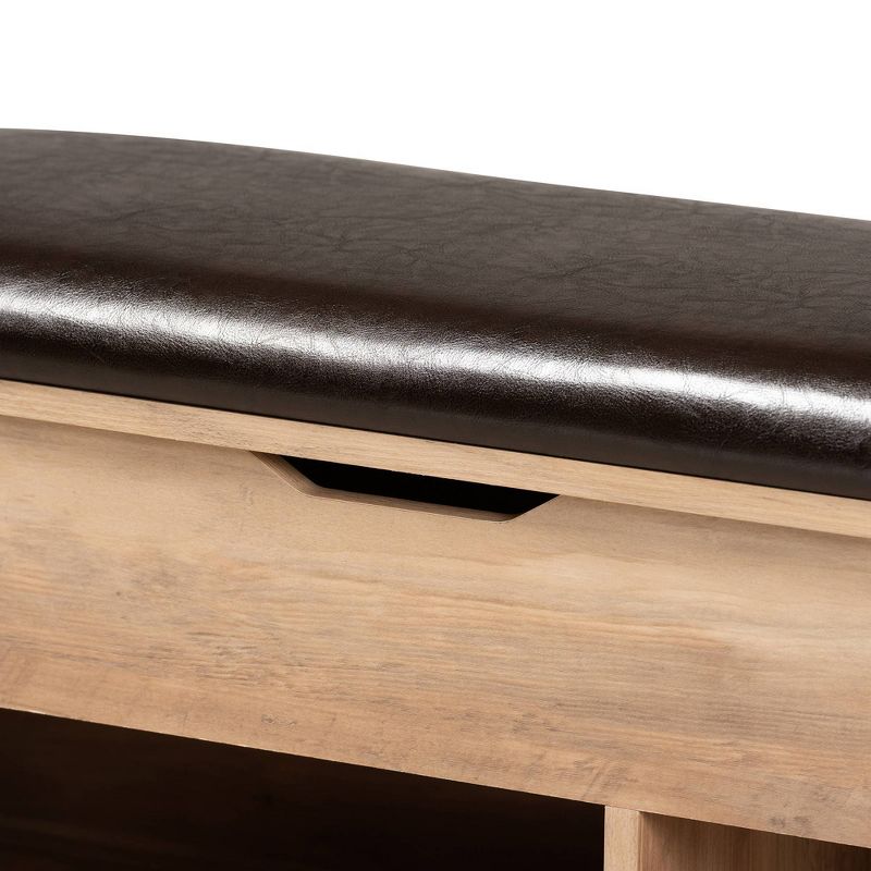 Ramsay Wood Shoe Storage Ottoman Dark Brown/Oak Brown - Baxton Studio