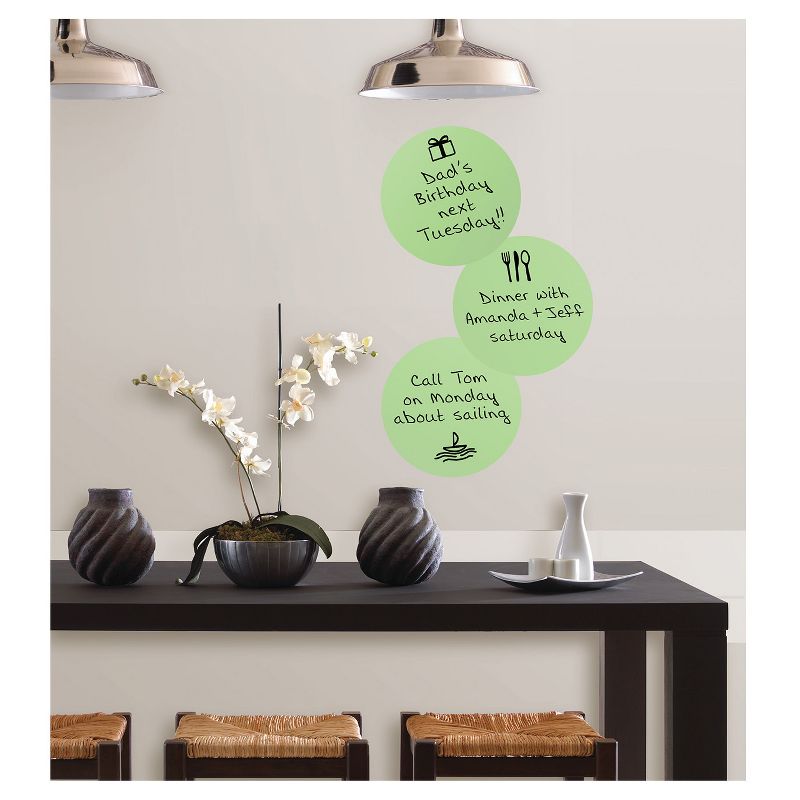 Wall Pops!  Dry Erase Board Circle Decals 13" 6ct - Pastel Green