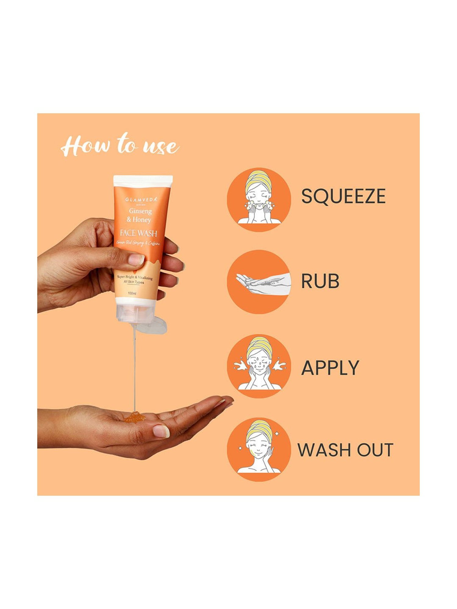 Glamveda Korean Ginseng and Honey Vitalizing Face Wash - 100 ml