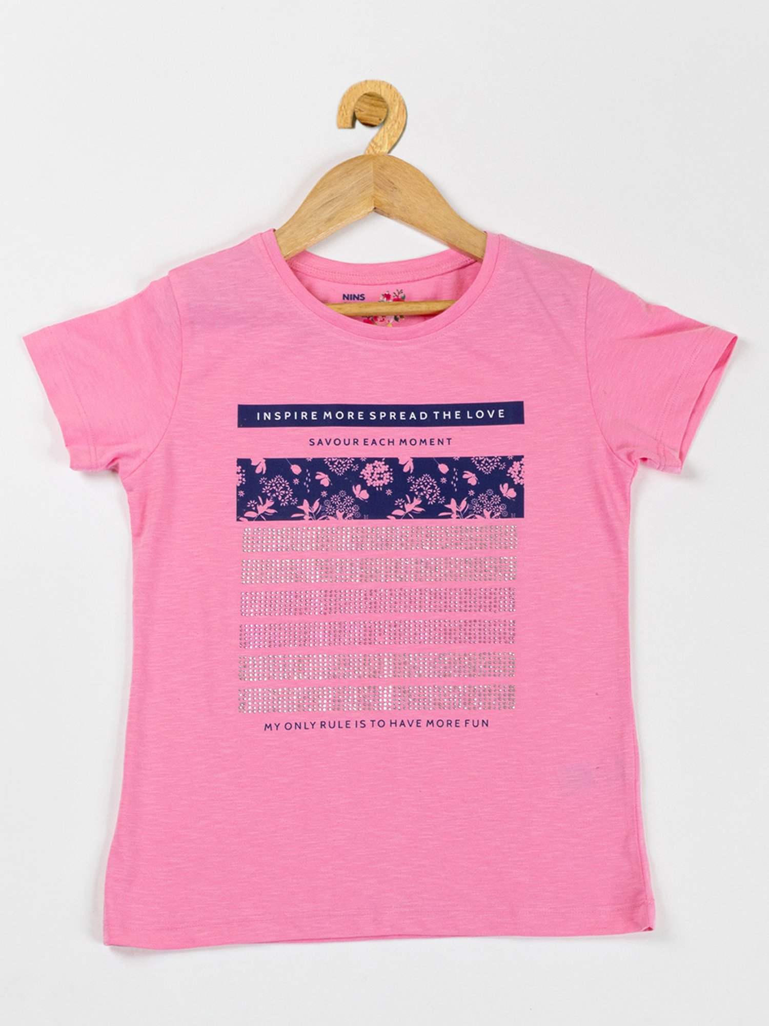 NINS MODA Kids Pink Embellished Top