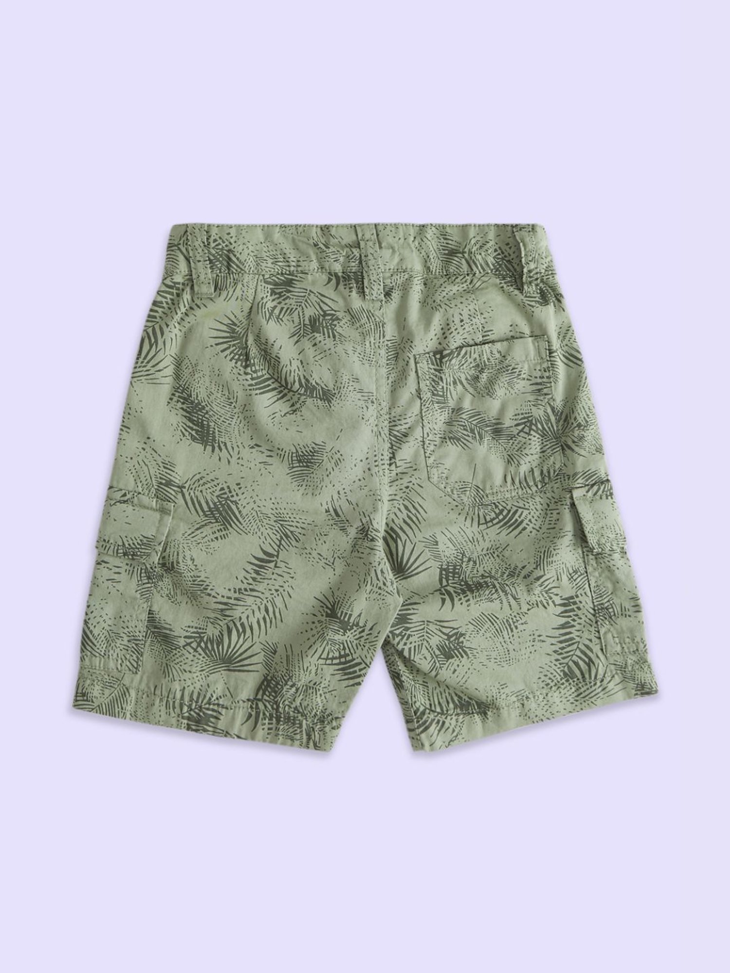 Pantaloons Junior Boys Olive Cotton Printed Shorts