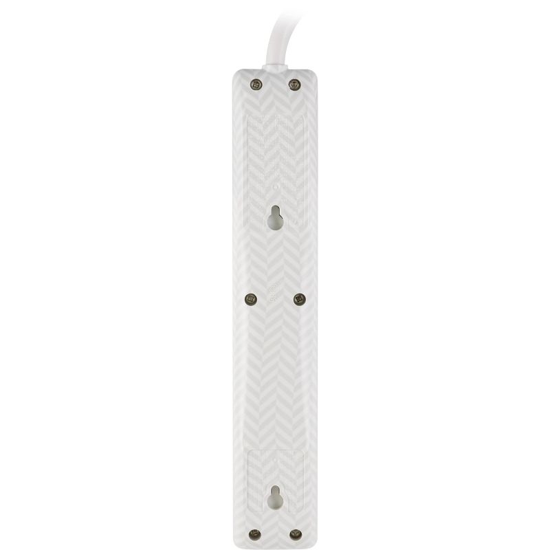 GE General Purpose 6-Outlet Power Strip with 4ft Extension Cord, Striped Design, White, Gray
